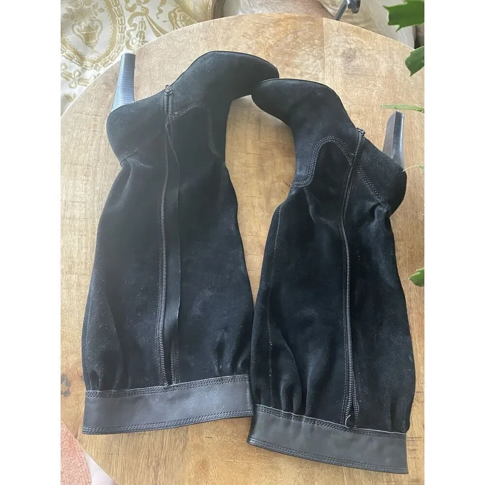 Michael Kors Harness Knee High Suede Black Boots - SIZE 7.5